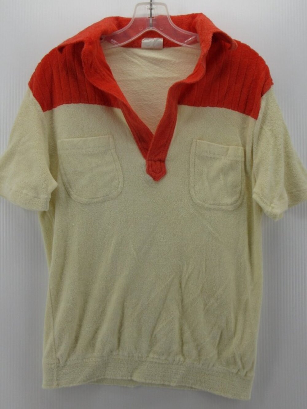 VGT Polo Shirt Small Cream Citation Terry Cloth Leisure Mob Resortwear